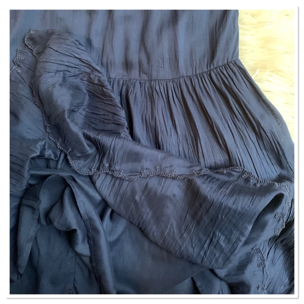 Aritzia Wilfred Sidonie Dress Tiered Babydoll Flutter Sleeve Blue Size XXS - Picture 3 of 9